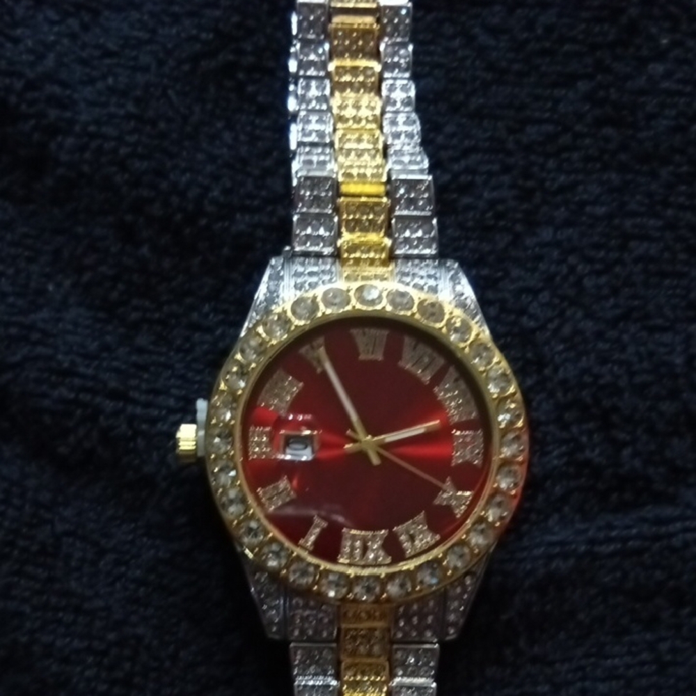 Gold and Silver Crystal Embellished Dress Watch